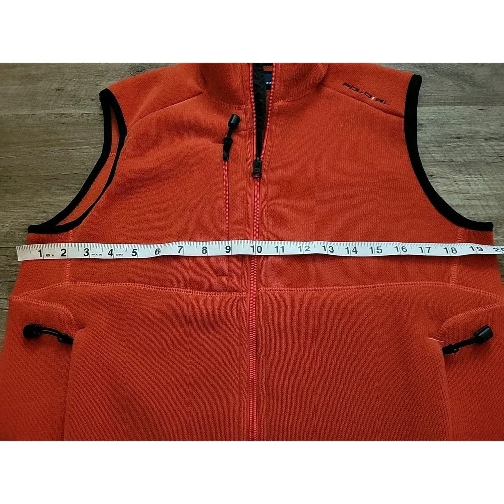 Polo Ralph‎ Lauren Men's Vintage Orange Fleece Full-Zip Vest Small Sleeveless